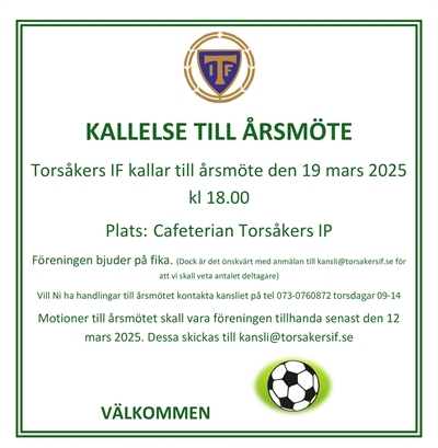 Välkommen på årsmöte 19 mars!